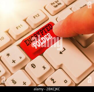 Handwriting text Encrypted Folder. Conceptual photo protect confidential data from attackers with access Stock Photo