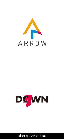 simple letter ar geometric arrow line colorful logo vector Stock Vector