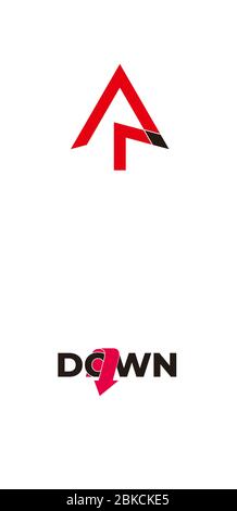 simple letter ar geometric arrow line colorful logo vector Stock Vector