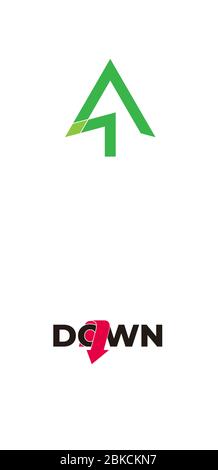 simple geometric arrow pine green tree symbol logo vector Stock Vector