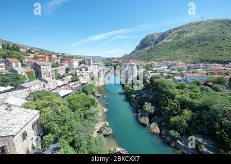 Bosnia and Herzegovina, Mostar - June 2018: Stari Most is a rebuilt 16th-century Ottoman bridge in the city of Mostar in Bosnia and Herzegovina The or Stock Photo