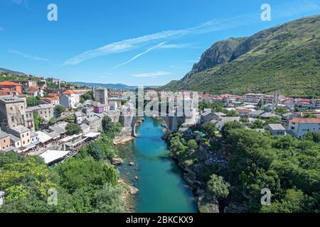 Bosnia and Herzegovina, Mostar - June 2018: Stari Most is a rebuilt 16th-century Ottoman bridge in the city of Mostar in Bosnia and Herzegovina The or Stock Photo