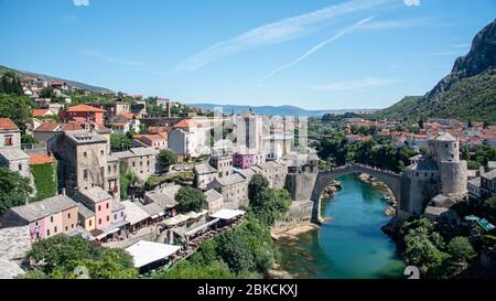 Bosnia and Herzegovina, Mostar - June 2018: Stari Most is a rebuilt 16th-century Ottoman bridge in the city of Mostar in Bosnia and Herzegovina The or Stock Photo