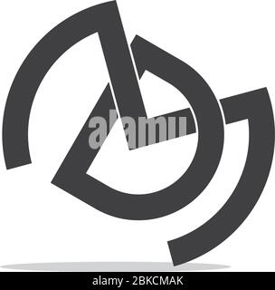 letter md overlapping shadow design logo vector Stock Vector