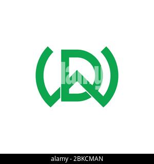 letter dw linked green mountain design logo vector Stock Vector