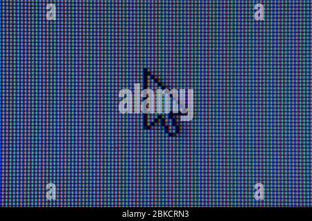 Mouse pointer on a TFT screen (pixel closeup) Stock Photo