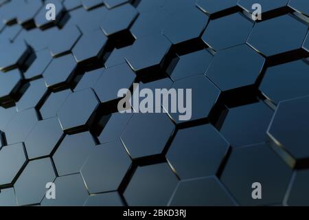 Abstract hexagon background as jpg images created in 3D for use as backgrounds in websites, video, illustrations, and more. High-resolution 6000x400 p Stock Photo