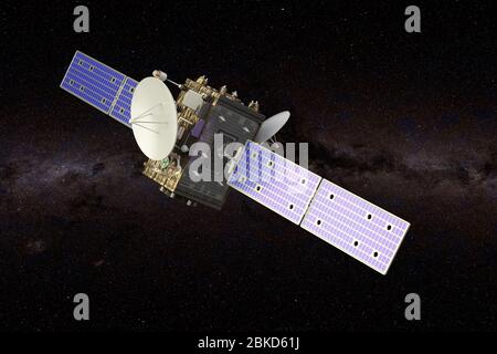 Interstellar probe in the Space, 3D rendering Stock Photo