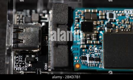 A motherboard is one of the most essential parts of a computer system. Stock Photo