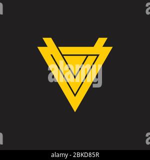 abstract letter v linked triangle arrow geometric logo vector Stock Vector
