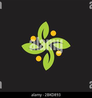 abstract propeller green leaf geometric logo vector Stock Vector