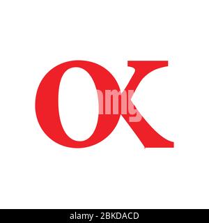 letter ok simple curves logo vector Stock Vector