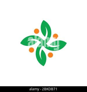 abstract propeller green leaf geometric logo vector Stock Vector