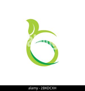 letter g green leaf curves logo vector Stock Vector