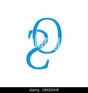 letters o2 blue logo vector Stock Vector