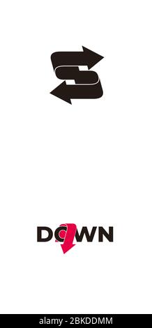 letter s opposite arrow motion ribbon design logo vector Stock Vector
