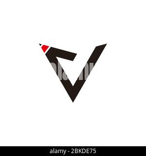 letter v pencil education symbol logo vector Stock Vector