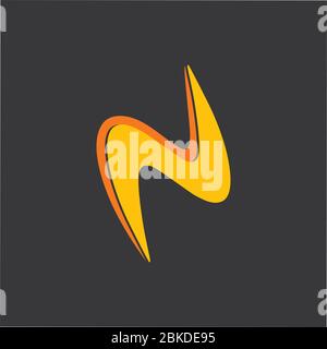 abstract letter n thunder shape simple curves logo vector Stock Vector