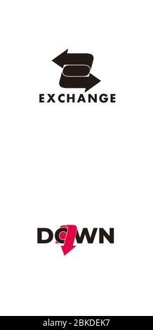 exchange arrow geometric 3d flat symbol logo vector Stock Vector