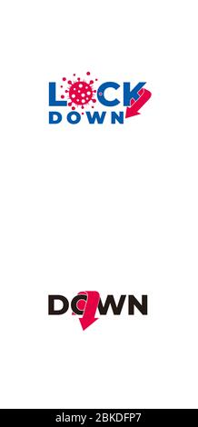 text lock down against virus arrow typography symbol vector Stock Vector