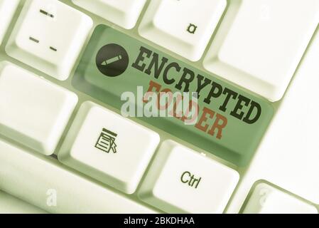 Handwriting text Encrypted Folder. Conceptual photo protect confidential data from attackers with access Stock Photo