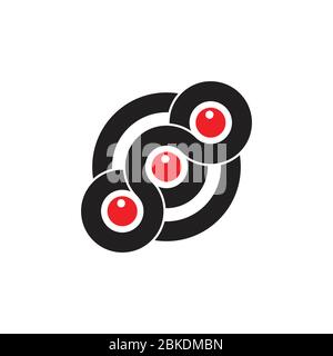three circles infinity line dots abstract logo vector Stock Vector