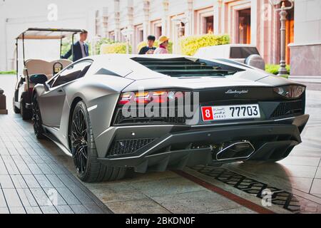 400,000 dollars Lamborghini Aventador in Abu Dhabi, United Arab Emirates Stock Photo
