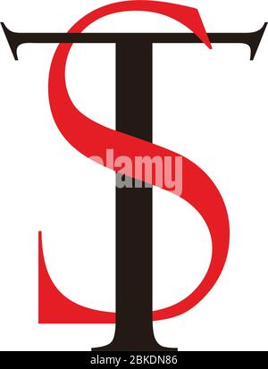 letter st linked colorful design symbol vector Stock Vector