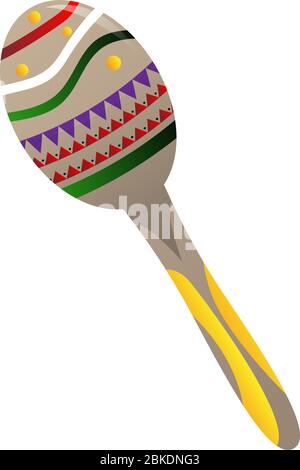 Isolated decorated mexican maraca. Musical instrument - Vector Stock Vector