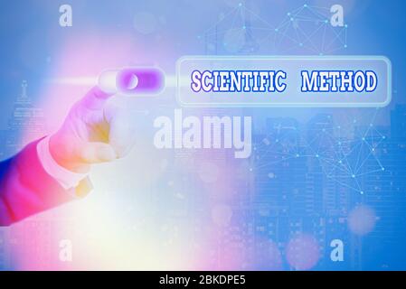 Conceptual hand writing showing Scientific Method. Concept meaning Principles Procedures for the logical hunt of knowledge Stock Photo