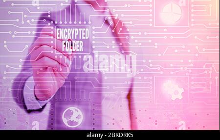 Handwriting text writing Encrypted Folder. Conceptual photo protect confidential data from attackers with access Stock Photo