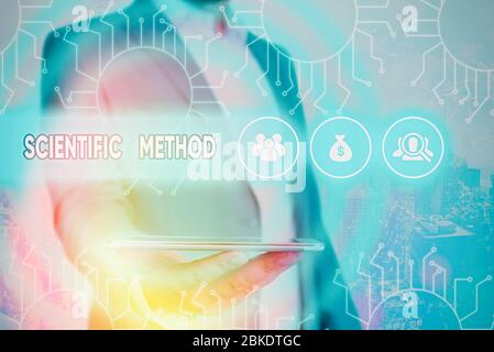 Conceptual hand writing showing Scientific Method. Concept meaning Principles Procedures for the logical hunt of knowledge Stock Photo