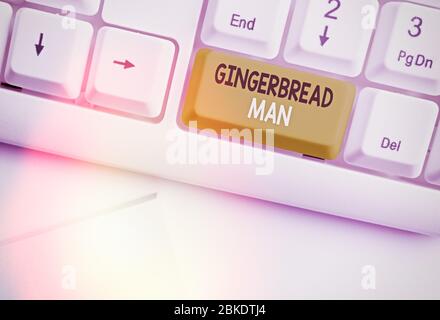 Text sign showing Gingerbread Man. Business photo text cookie made of gingerbread usually in the shape of Stock Photo