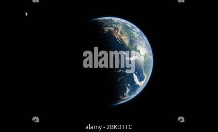 The day half of the Earth from space showing North America, Asia and ...
