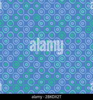 purple and green spots on a blue background seamless vector pattern Stock Vector