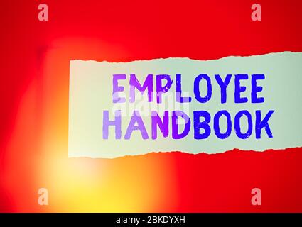 Handwriting text writing Employee Handbook. Conceptual photo Document that contains an operating procedures of company Stock Photo
