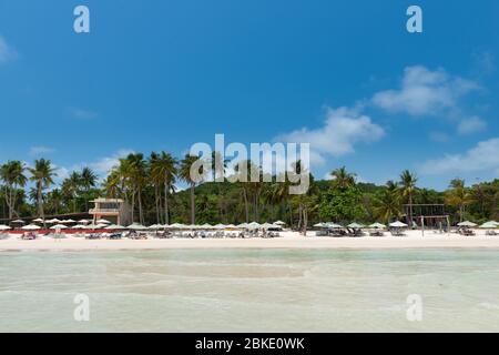 Panorama Of Empty Bai Sao Beach View From The Sea, Phu Quoc, Vietnam Stock Photo