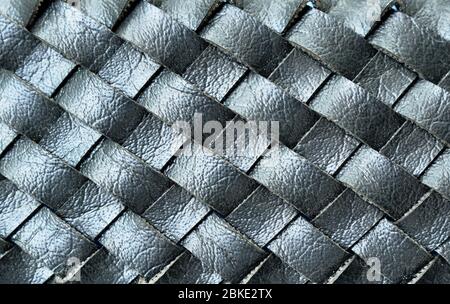 close up of black leather women belt background and texture Stock Photo
