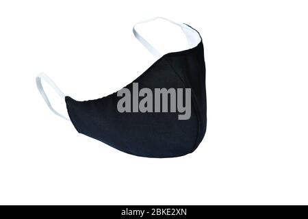 black fabric hygienic mask for protection nose and mouth on white background Stock Photo