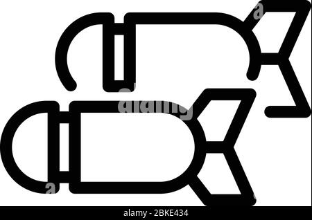 Bomb warheads in the air icon, outline style Stock Vector