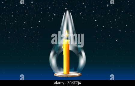 burning candle in the glass on abstract dark background Stock Vector