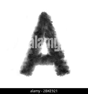 Letter A made from black clouds on a white background. Stock Photo