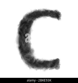 Letter C made from black clouds on a white background. Stock Photo