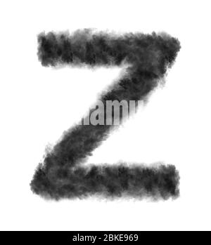 Letter Z made from black clouds on a white background. Stock Photo