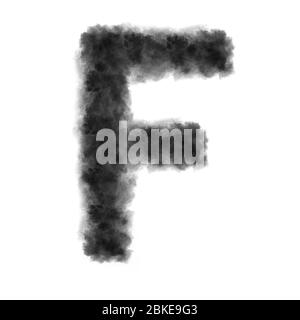 Letter F made from black clouds on a white background. Stock Photo