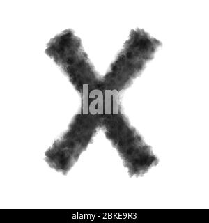 Letter X made from black clouds on a white background. Stock Photo