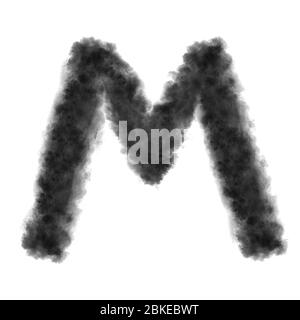 Letter M made from black clouds on a white background. Stock Photo