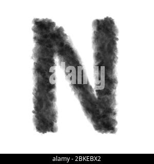 Letter N made from black clouds on a white background. Stock Photo