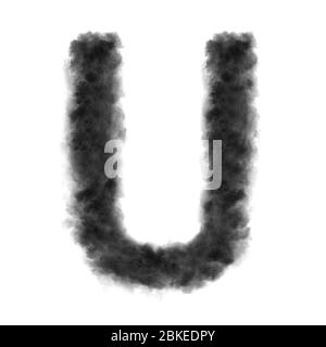 Letter U made from black clouds on a white background. Stock Photo
