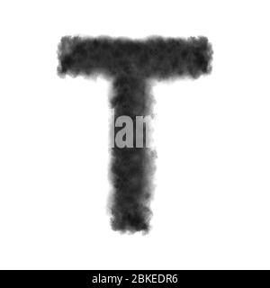 Letter T made from black clouds on a white background. Stock Photo